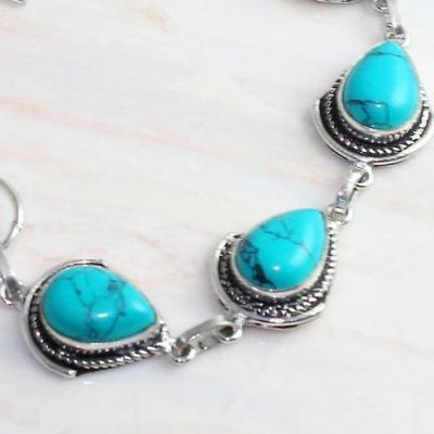 Tqa 249b bracelet turquoise howlite 10x15mm achat vente bijou ethnique argent 925