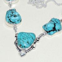 Tqa 255b collier parure sautoir turquoise 38gr tibet achat vente bijou argent 925