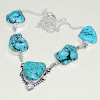 Tqa 255d collier parure sautoir turquoise 38gr tibet achat vente bijou argent 925