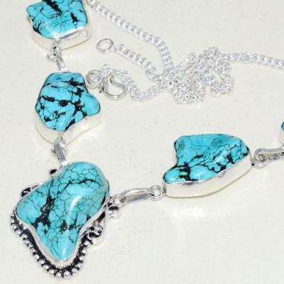 Tqa 261b collier parure sautoir turquoise 36gr tibet achat vente bijou argent 925