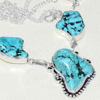 Tqa 261c collier parure sautoir turquoise 36gr tibet achat vente bijou argent 925