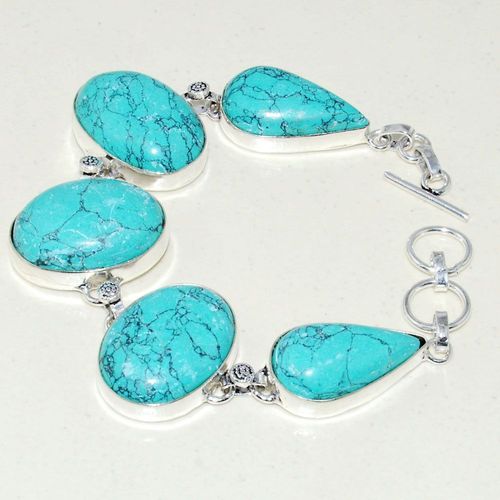 Tqa 265a bracelet 29gr turquoise howlite 15x20mm achat vente bijou ethnique argent 925