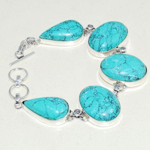Tqa 265d bracelet 29gr turquoise howlite 15x20mm achat vente bijou ethnique argent 925