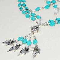 Tqa 272b collier parure sautoir turquoise papillons 51gr tibet achat vente bijou argent 925