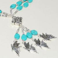 Tqa 272c collier parure sautoir turquoise papillons 51gr tibet achat vente bijou argent 925