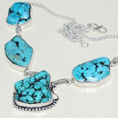 Tqa 275b collier parure sautoir turquoise 37gr tibet achat vente bijou argent 925