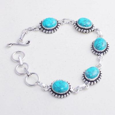 Tqa 278b bracelet 21gr turquoise howlite 8x12mm achat vente bijou ethnique argent 925