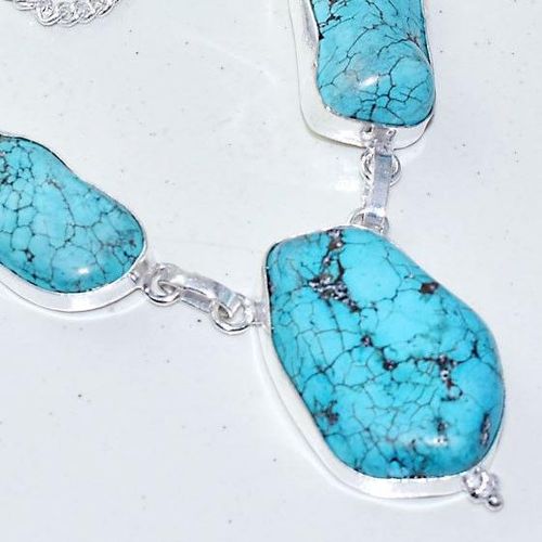 Tqa 282c collier parure sautoir turquoise 33gr tibet achat vente bijou argent 925