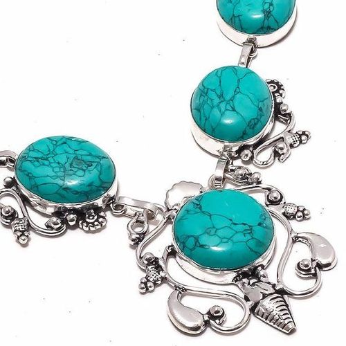 Tqa 295c collier parure sautoir turquoise 38gr tibet achat vente bijou argent 925