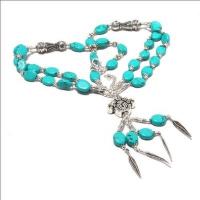 Tqa 324a collier parure sautoir turquoise pendentifs plumes 47gr achat vente bijou argent 925