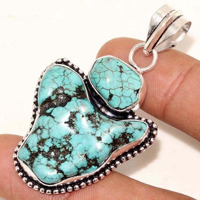 Tqa 324f pendentif pendant 16gr turquoise 30x30mm achat vente bijou argent 925 pierre naturelle