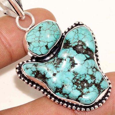 Tqa 324g pendentif pendant 16gr turquoise 30x30mm achat vente bijou argent 925 pierre naturelle