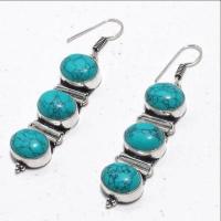 Tqa 329b boucles oreilles 15gr turquoise topaze bleue 10x12mm achat vente bijou argent 925