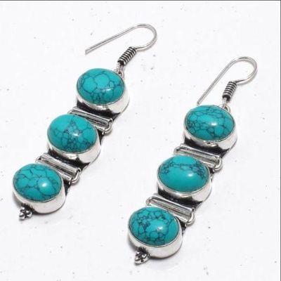 Tqa 329c boucles oreilles 15gr turquoise topaze bleue 10x12mm achat vente bijou argent 925