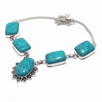 Tqa 336d collier sautoir parure pendant 36gr turquoise 15x20mm achat vente bijou argent 925