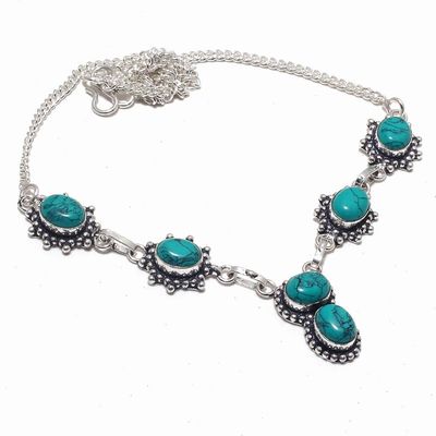 Tqa 338a collier sautoir parure pendant 22gr turquoise 8x12mm achat vente bijou argent 925