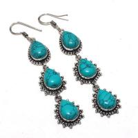 Tqa 351a boucles pendants oreilles turquoise 80mm 20gr achat vente bijou argent 925