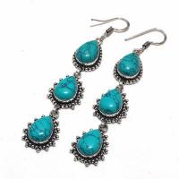 Tqa 351b boucles pendants oreilles turquoise 80mm 20gr achat vente bijou argent 925