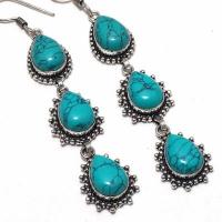 Tqa 351c boucles pendants oreilles turquoise 80mm 20gr achat vente bijou argent 925