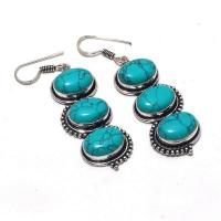 Tqa 352a boucles pendants oreilles turquoise 80mm 18gr achat vente bijou argent 925