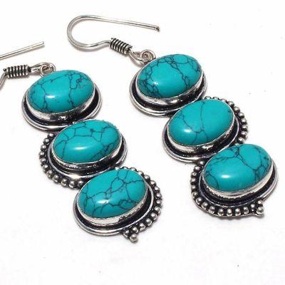 Tqa 352c boucles pendants oreilles turquoise 80mm 18gr achat vente bijou argent 925