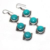 Tqa 357a boucles pendants oreilles turquoise 80mm 19gr achat vente bijou argent 925