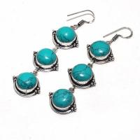 Tqa 357b boucles pendants oreilles turquoise 80mm 19gr achat vente bijou argent 925