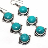 Tqa 357c boucles pendants oreilles turquoise 80mm 19gr achat vente bijou argent 925