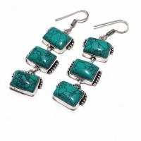 Tqa 358b boucles pendants oreilles turquoise 80mm 19gr achat vente bijou argent 925