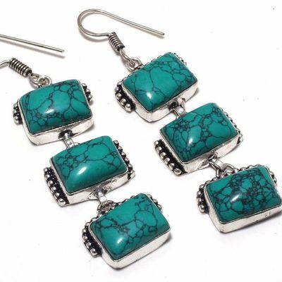 Tqa 358c boucles pendants oreilles turquoise 80mm 19gr achat vente bijou argent 925