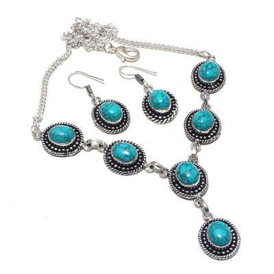 Tqa 362b collier boucles oreilles turquoise 8x10mm 36gr achat vente bijou argent 925