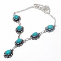 Tqa 364d collier parure sautoir turquoise 8x10mm 27gr achat vente bijou argent 925