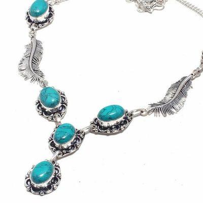 Tqa 366b collier parure sautoir turquoise 15x10mm 34gr achat vente bijou argent 925