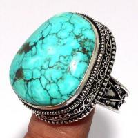 Tqa 615a bague chevaliere t59 16gr 25x30mm turquoise ethnique tibet achat vente bijou argent 925