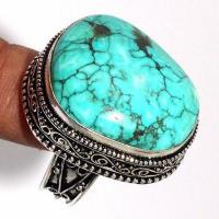 Tqa 615b bague chevaliere t59 16gr 25x30mm turquoise ethnique tibet achat vente bijou argent 925