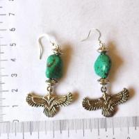 Tqa 785 boucles oreilles egyptienne orientales turquoise faucon horus 50mm 13gr argent925 2 