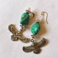 Tqa 785 boucles oreilles egyptienne orientales turquoise faucon horus 50mm 13gr argent925 4 