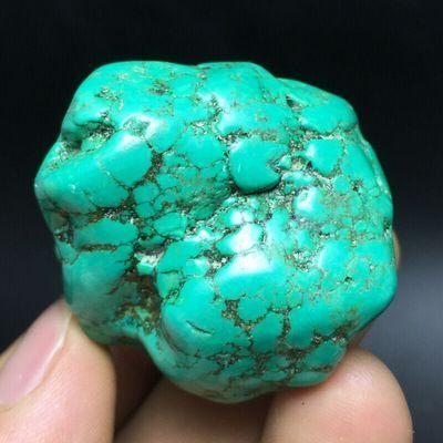 Tqp 117a turquoise polie verte tibet tibetaine 65gr 40x39x35mm pierre gemme lithotherapie reiki