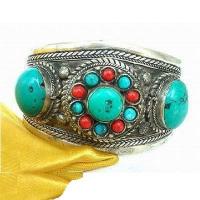 Tqt 005b bracelet torque turquoise argent ethnique 925 achat vente bijoux