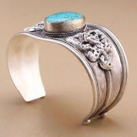 Tqt 008b bracelet torque turquoise 40gr 45mm 18x25mm argent ethnique achat vente bijoux