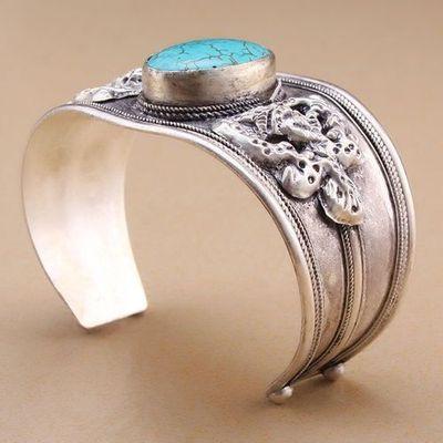 Tqt 008c bracelet torque turquoise 40gr 45mm 18x25mm argent ethnique achat vente bijoux 1