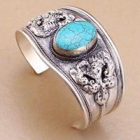 Tqt 008c bracelet torque turquoise 40gr 45mm 18x25mm argent ethnique achat vente bijoux 1