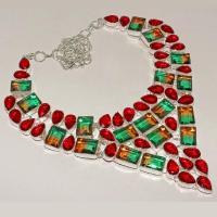 Trm 005a collier parure sautoir tourmaline topaze rouge achat vente bijou argent 925