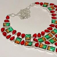 Trm 005c collier parure sautoir tourmaline topaze rouge achat vente bijou argent 925