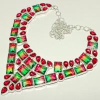 Trm 006e collier parure sautoir tourmaline topaze rouge achat vente bijou argent 925