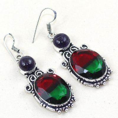 Trm 014a boucles pendants oreilles tourmaline amethyste achat vente bijou monture argent 925