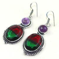 Trm 031b boucles pendants oreilles tourmaline amethyste achat vente bijou monture argent 925