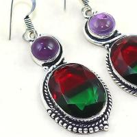 Trm 031c boucles pendants oreilles tourmaline amethyste achat vente bijou monture argent 925