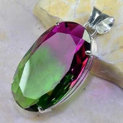 Trm 046a pendentif tourmaline ametrine pierre taillee achat vente bijou argent 925