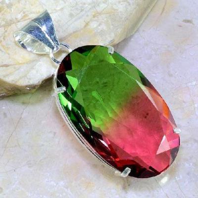 Trm 051c pendentif tourmaline ametrine pierre taillee achat vente bijou argent 925